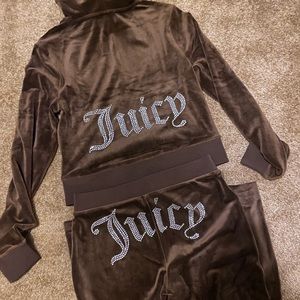 Juicy Couture OG Big Bling Velour Hoodie & Track Pants - Brown Sugar